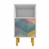 Manhattan Comfort Retro Nightstand in White and Multi Color Red, Yellow, Blue NS-314AMC132